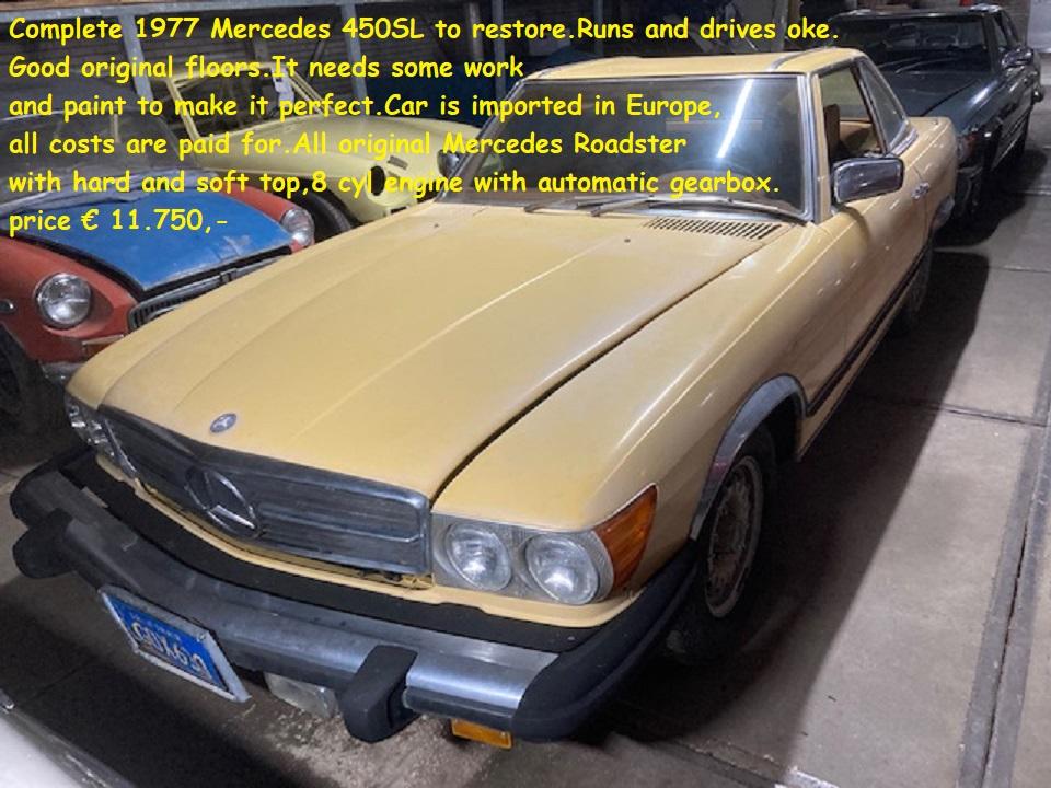 1977 Mercedes - Benz 450SL W107 Roadster yellow