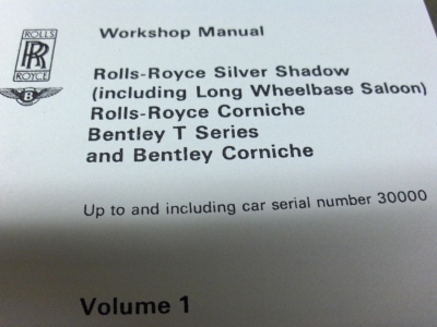 Workshop manuals for Silver Shadow / Bentley T