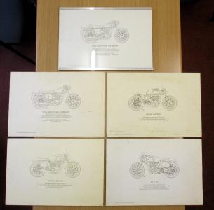 Unknown Collection of Five British Motorcycle Specs Prints